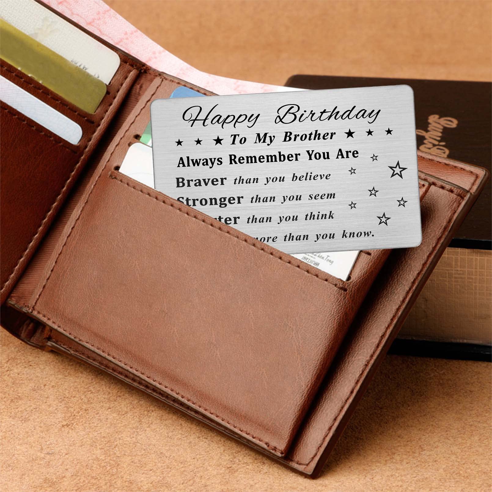 DEGASKEN Brother Birthday Cards Gifts - You Are Loved More Than You Know - Personalized Steel Engraved Wallet Card