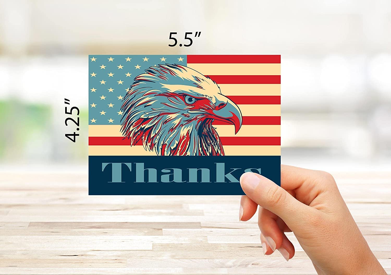 Small World Greetings Bald Eagle Thank You Cards 12 Count - Patriotic Thanks - Veteran's Day - Eagle Scouts - Military - Boy Scouts - Blank Inside with Envelopes - 5.5" x 4.25" (A2 Size)