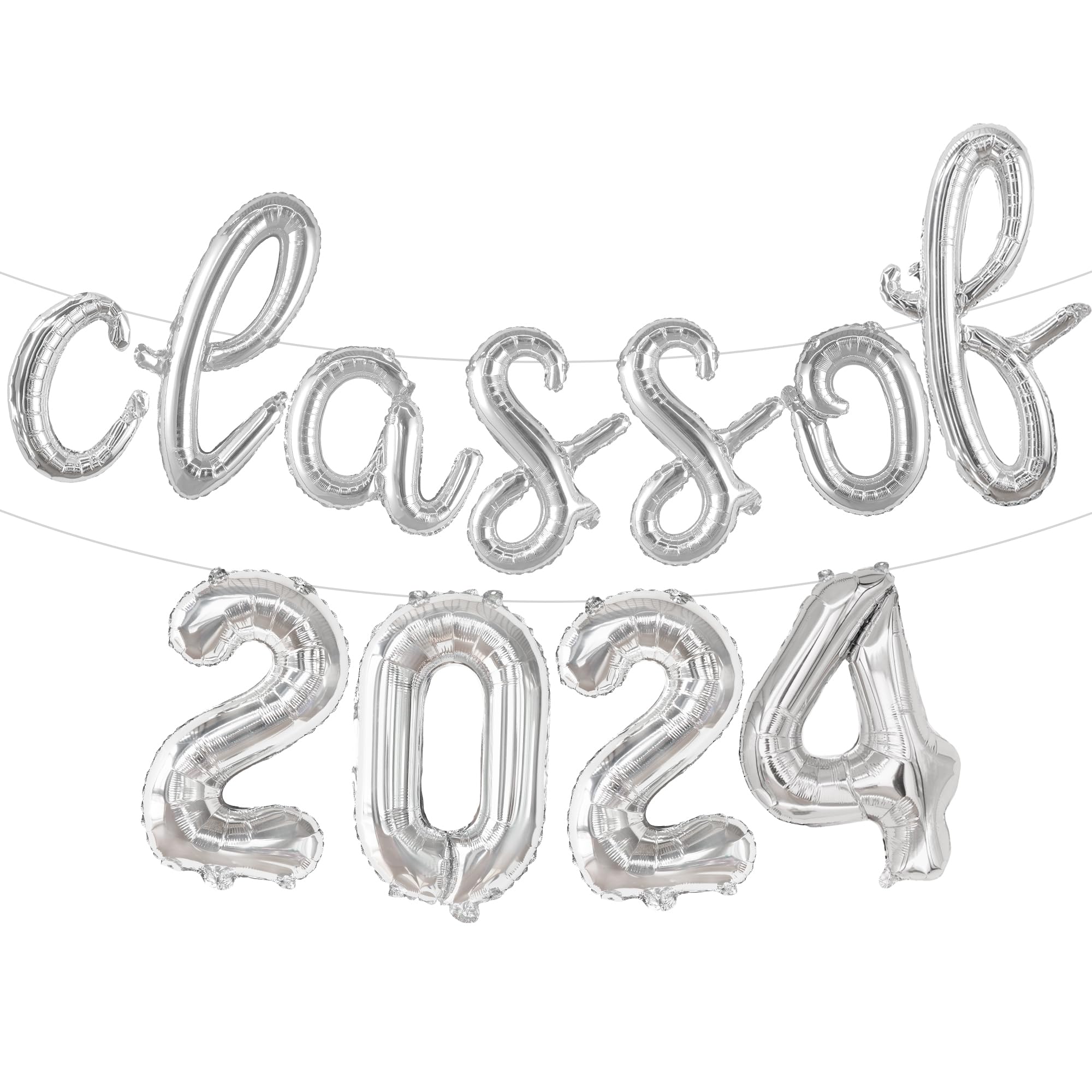 KatchOn, Silver Class of 2024 Balloons Banner - Script, 16 Inch | 2024 Balloons Graduation, Graduation Decorations Class of 2024 | Class of 2024 Balloons, Graduation Balloons Class of 2024 Decorations