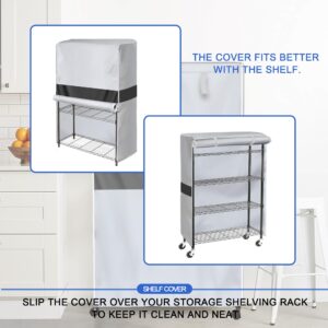 MOLLYAIR Wire Shelf Covers,600D Heavy Duty Waterproof Dustproof Shelving Unit Cover, Rack Covers Suitable for Multiple Scenarios Such as Living Rooms, Kitchens, and More. (Silver Black,36x18x72 Inch)