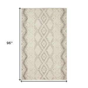 8' X 10' Ivory Taupe And Gray Wool Geometric Tufted Handmade Stain Resistant Area Rug