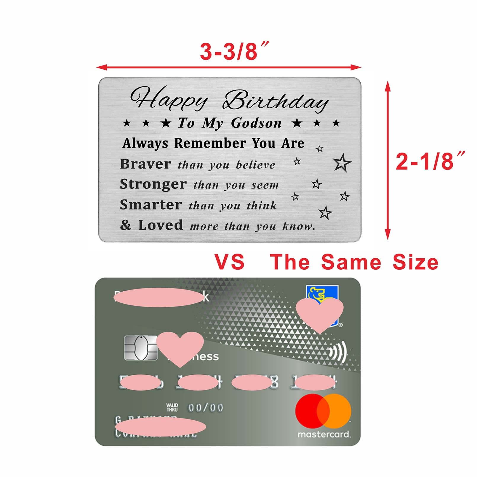 DEGASKEN Godson Birthday Cards - Happy Birthday Gifts for Godson - Personalized Steel Engraved Wallet Card