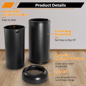 BEAMNOVA Commercial Trash Can,60L Large Capacity Baking Paint Craft Matte Black Stainless Steel Trash Can Outdoo Indoor Garbage Enclosure with Lid Inside Cabinet Industrial Waste Container