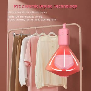 TJ. Portable Clothes Dryer, Mini Clothes Dryer with PTC Drying & UV Function, 180W Portable Dryer for Apartments with 1H/2H Timer for Underwear, Panties, Socks, Swimwear, Baby and Pet Clothes, Pink