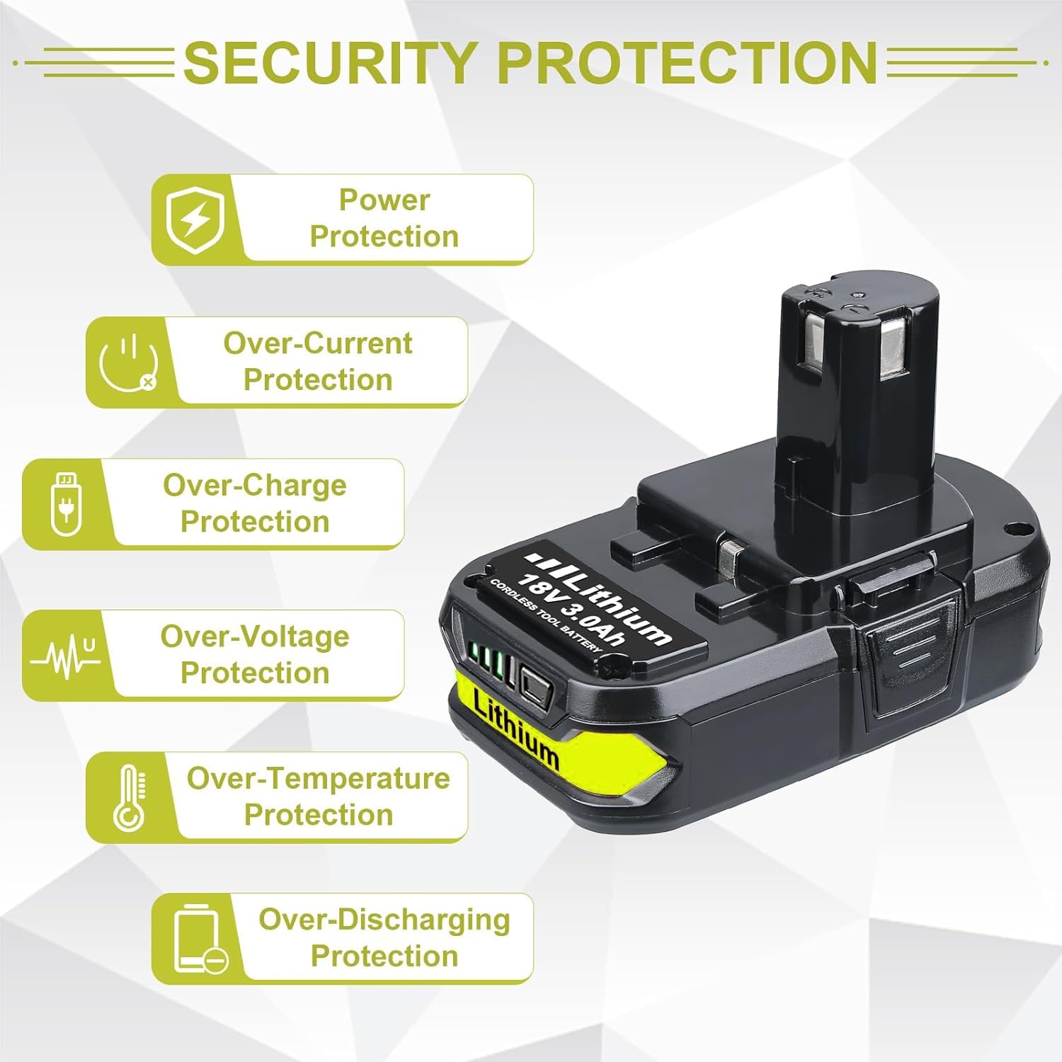 VANTTECH 2Pack P102 18V 3.0Ah Lithium Replacement Battery & P117 3A Fast Charger Compatible for Ryobi 18V Battery P103 P104 P105 P107 P108 P109 Compatible with Ryobi 18Volt Plus Power Cordless Tools