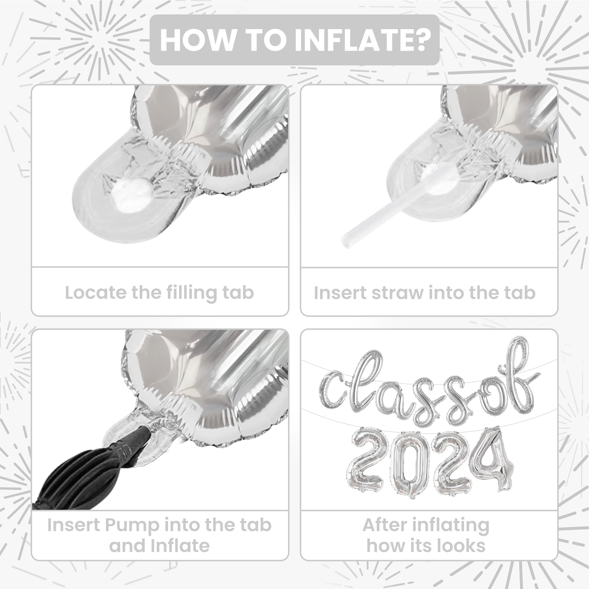 KatchOn, Silver Class of 2024 Balloons Banner - Script, 16 Inch | 2024 Balloons Graduation, Graduation Decorations Class of 2024 | Class of 2024 Balloons, Graduation Balloons Class of 2024 Decorations