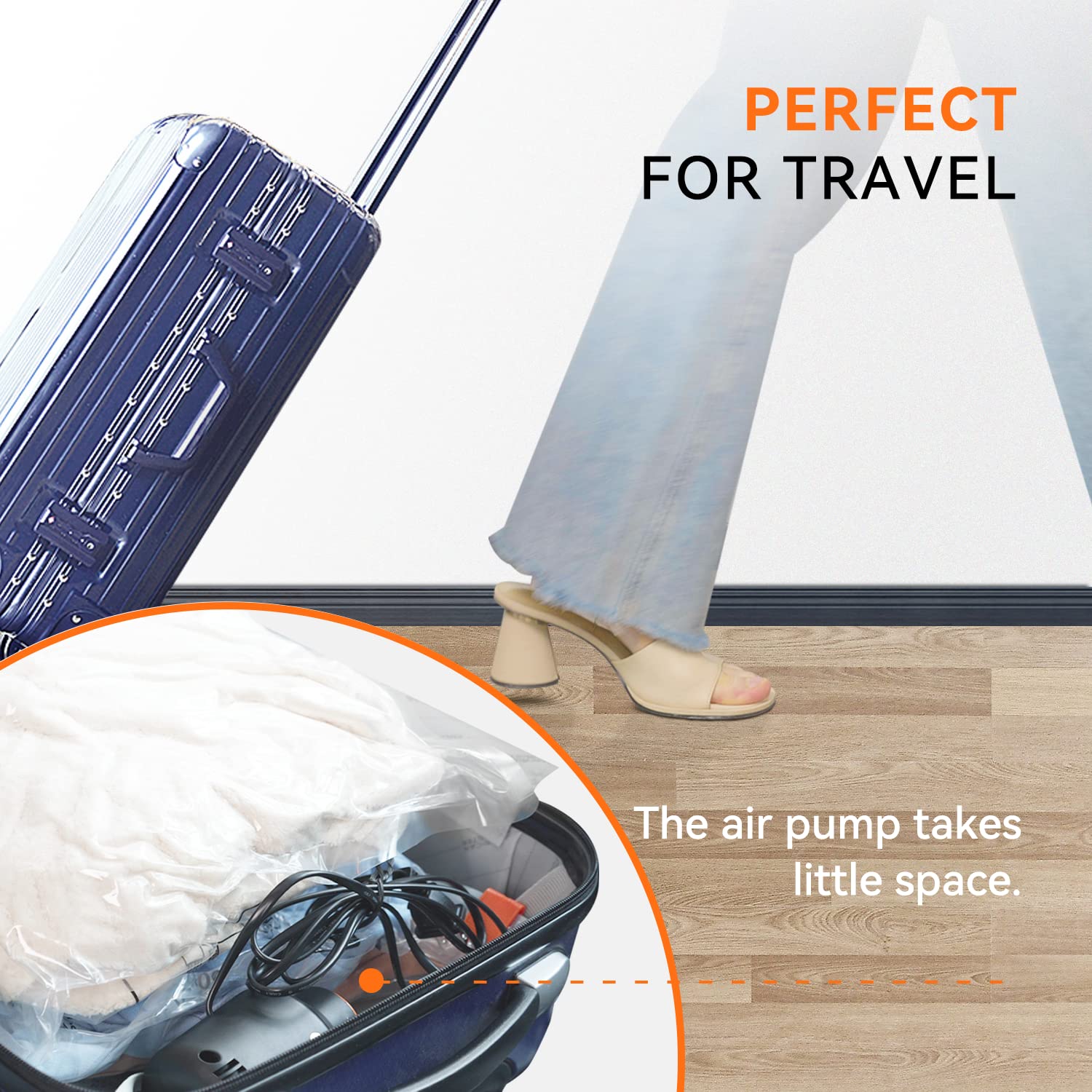 Wevac Small Vacuum Storage Bag (Small x 10) | Space Saver with Premium Electric Pump | Double Zip Seal | Special-Grip Clip | Ideal for Clothes, Blanket Compression and Travelling