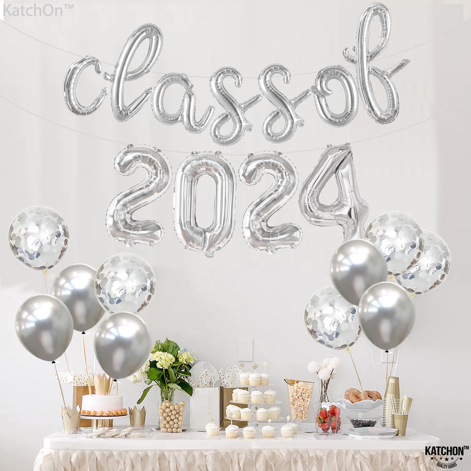 KatchOn, Silver Class of 2024 Balloons Banner - Script, 16 Inch | 2024 Balloons Graduation, Graduation Decorations Class of 2024 | Class of 2024 Balloons, Graduation Balloons Class of 2024 Decorations