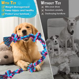 UPSKY Dog Rope Toy for Large Medium Dogs, Dog Chew Toy for Aggressive Chewers, Indestructible 3 Feet 5 Knots Rope Toy, Heavy Duty Tough Dog Toy, Interactive Tug of War Toy for Extra Large Dogs