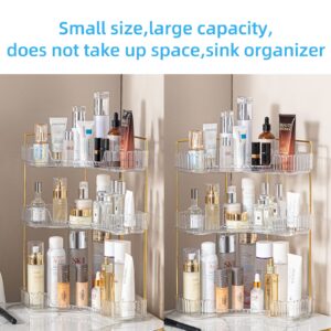 JSMKJ Makeup Organizer, 3 Tier Bathroom Organizer for Perfumes and Makeups,Skincare,Toiletries ect Multifunctional Organizer Rack for Dresser, Bedroom, Living Room, Bathroom (Transparent(3Tier))