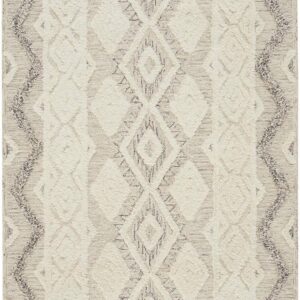 8' X 10' Ivory Taupe And Gray Wool Geometric Tufted Handmade Stain Resistant Area Rug