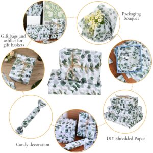 Bolsome 100 Sheets 20 * 14 Inches Eucalyptus Tissue Paper Greenery Botanical Gift Wrapping Tissue Boho Herb Decor Spring Wrapping Tissue for Gift Bags for Baby Shower, Wedding,Birthday Crafts