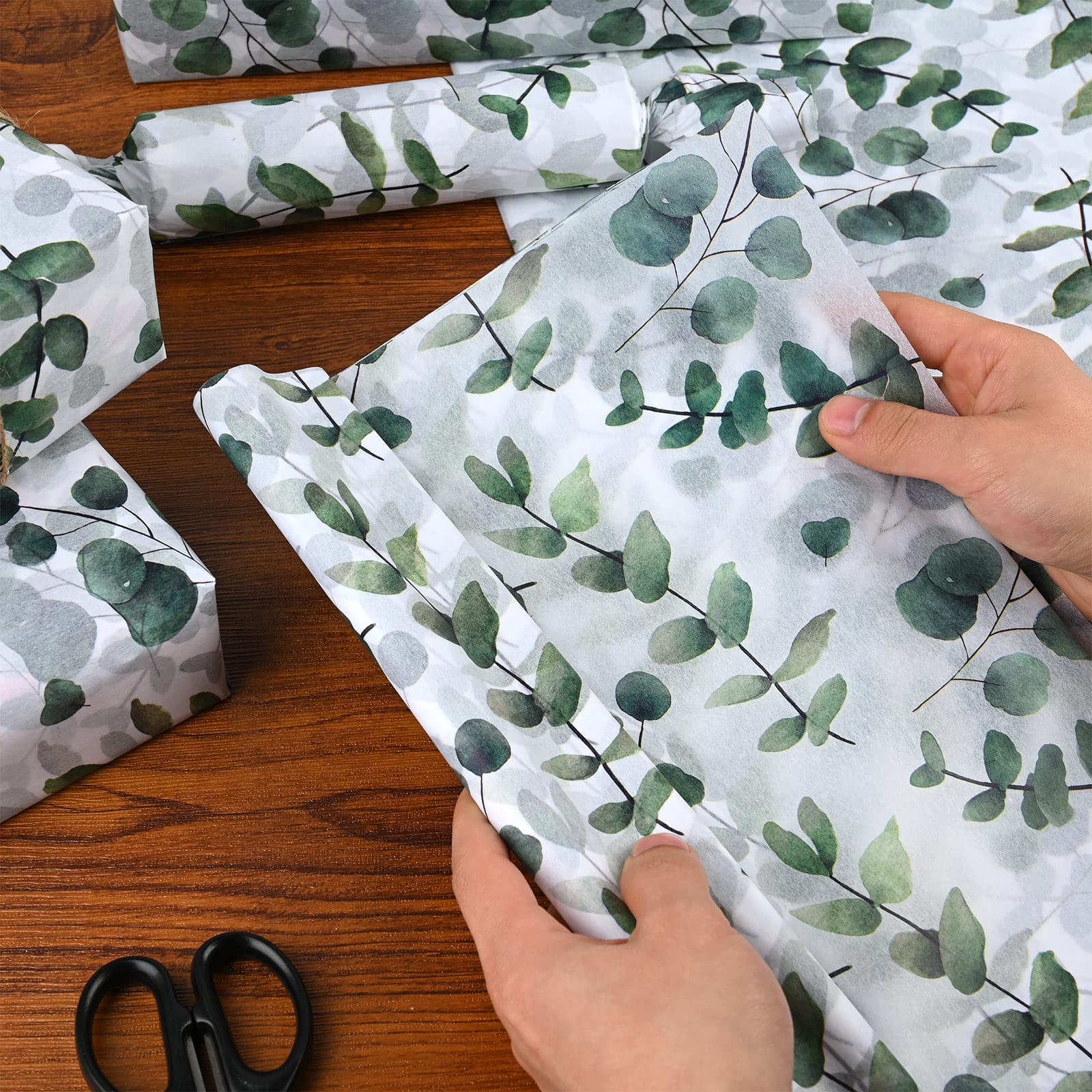 Bolsome 100 Sheets 20 * 14 Inches Eucalyptus Tissue Paper Greenery Botanical Gift Wrapping Tissue Boho Herb Decor Spring Wrapping Tissue for Gift Bags for Baby Shower, Wedding,Birthday Crafts