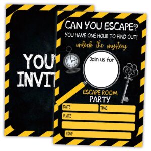 awsice escape room birthday invitations, mystery double-sided fill-in invite cards for birthday party, 20 invitations with envelopes, decorations,party favor and supply-a30