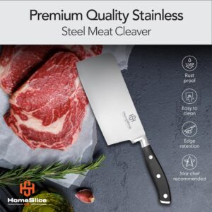 HomeSlice Co. Cleaver knife 6 Inch Meat Cleaver - High Carbon Steel Butcher Knife With High Strength And Lightweight Abs Handle- Razor Sharp Kitchen Appliance for Easier Slicing And Butchering