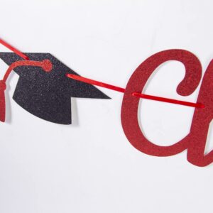 Gexolenu Red Congratulats Class of 2024 Graduation Theme Party Decoration Banner, Congrats Grad Banner, Black Glitter Graduation Banner, 2024 Black Congratulations Grad Party Decorations