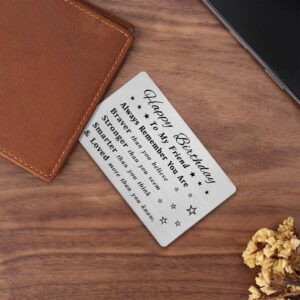 DEGASKEN Friend Birthday Cards - Happy Birthday Friend Gifts - Personalized Steel Engraved Wallet Card