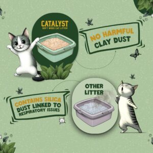 Catalyst Natural Soft Wood Cat Litter (2 Pack, 10lb Bags) - Superior Odor Control, Strong Clumping, Low Dust, and Biodegradable (10lb, Set of 2, Multi Cat)