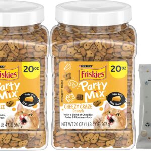 Aurora Pet Bundle (2) Friskies Party Mix Cheese Craze Cat Treats (20-oz Each) with AuroraPet Wipes