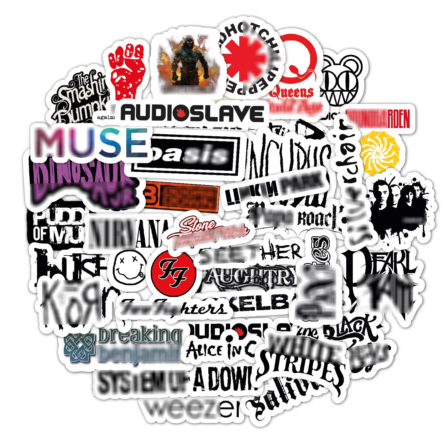 BulbaCraft 36Pcs Grunge Stickers, 90's Grunge Music, Rock Stickers, Rock Band Stickers, Grunge Gifts for Men and Women, Waterproof Stickers, Guitar Stickers, Music Stickers