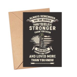 Emily gift Motivational Card For Soldier - Veteran With Envelope - A Great Inspirational Card To Show Appreciation For A Militar On A Special Day - Birthday - Retirement - Graduation