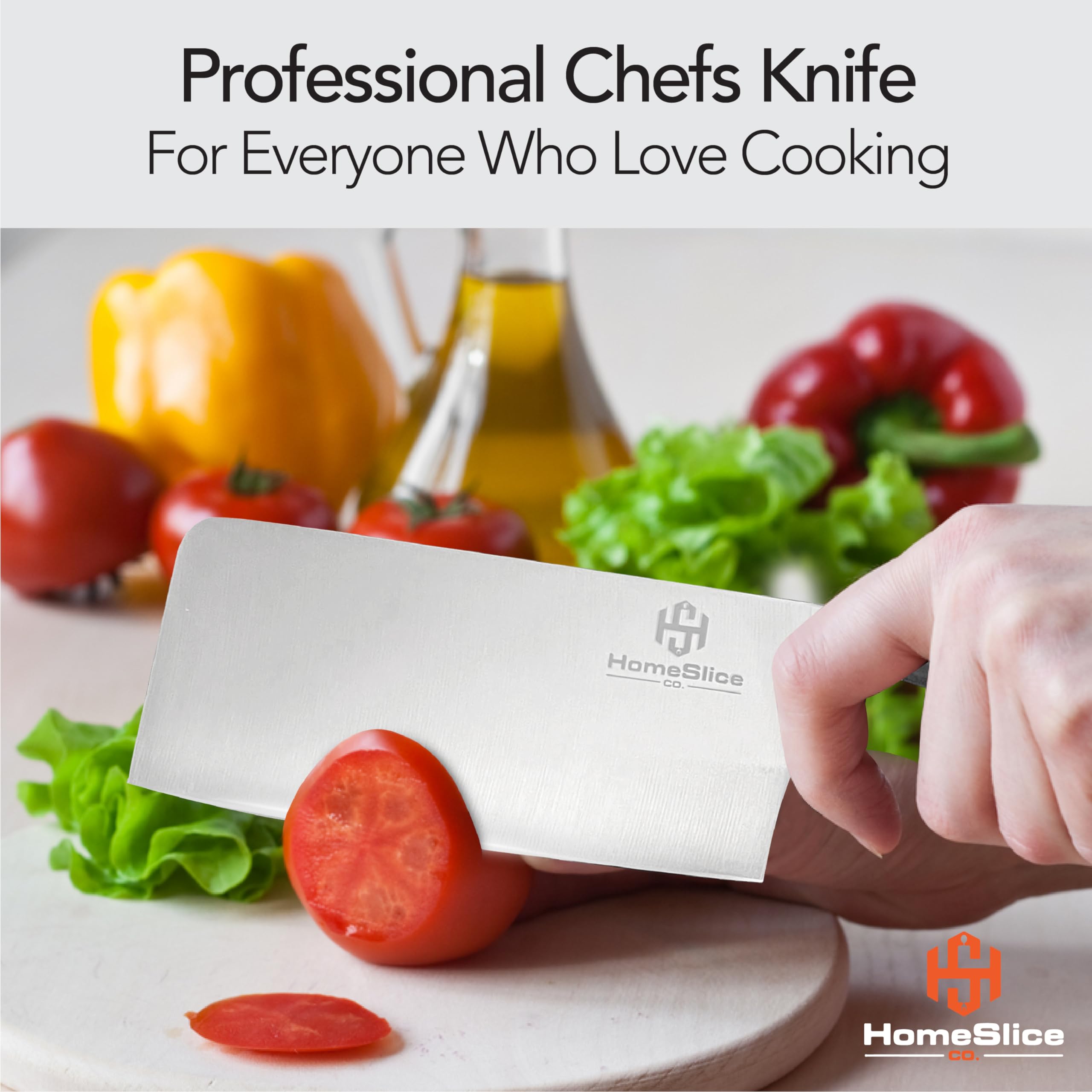 HomeSlice Co. Cleaver knife 6 Inch Meat Cleaver - High Carbon Steel Butcher Knife With High Strength And Lightweight Abs Handle- Razor Sharp Kitchen Appliance for Easier Slicing And Butchering