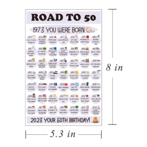 Comting Funny Facts 50th Birthday Card, 50th Birthday Card for Dad Grandpa, Birthday Road to 50, Born In 1973 Bday Card