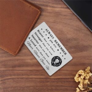 DEGASKEN Lion Birthday Card for Men - You Are Braver Than You Believe - Personalized Steel Engraved Wallet Card