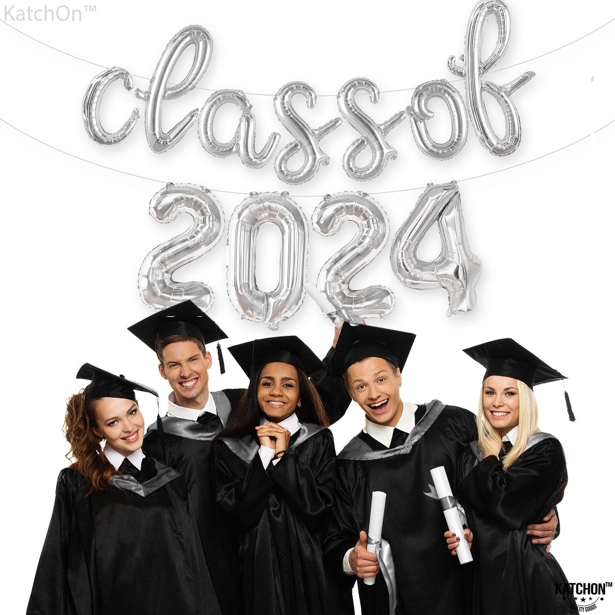 KatchOn, Silver Class of 2024 Balloons Banner - Script, 16 Inch | 2024 Balloons Graduation, Graduation Decorations Class of 2024 | Class of 2024 Balloons, Graduation Balloons Class of 2024 Decorations