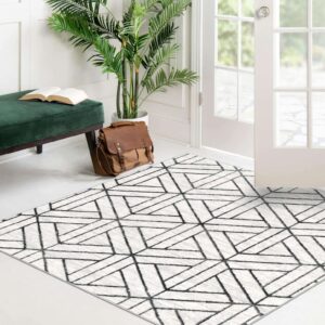 Unique Loom Matrix Trellis Collection Area Rug - Motif (7' 1" Square, White/ Gray)