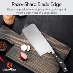 HomeSlice Co. Cleaver knife 6 Inch Meat Cleaver - High Carbon Steel Butcher Knife With High Strength And Lightweight Abs Handle- Razor Sharp Kitchen Appliance for Easier Slicing And Butchering