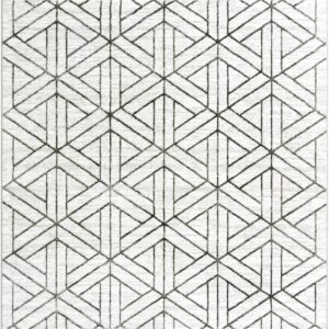 Unique Loom Matrix Trellis Collection Area Rug - Motif (7' 1" Square, White/ Gray)