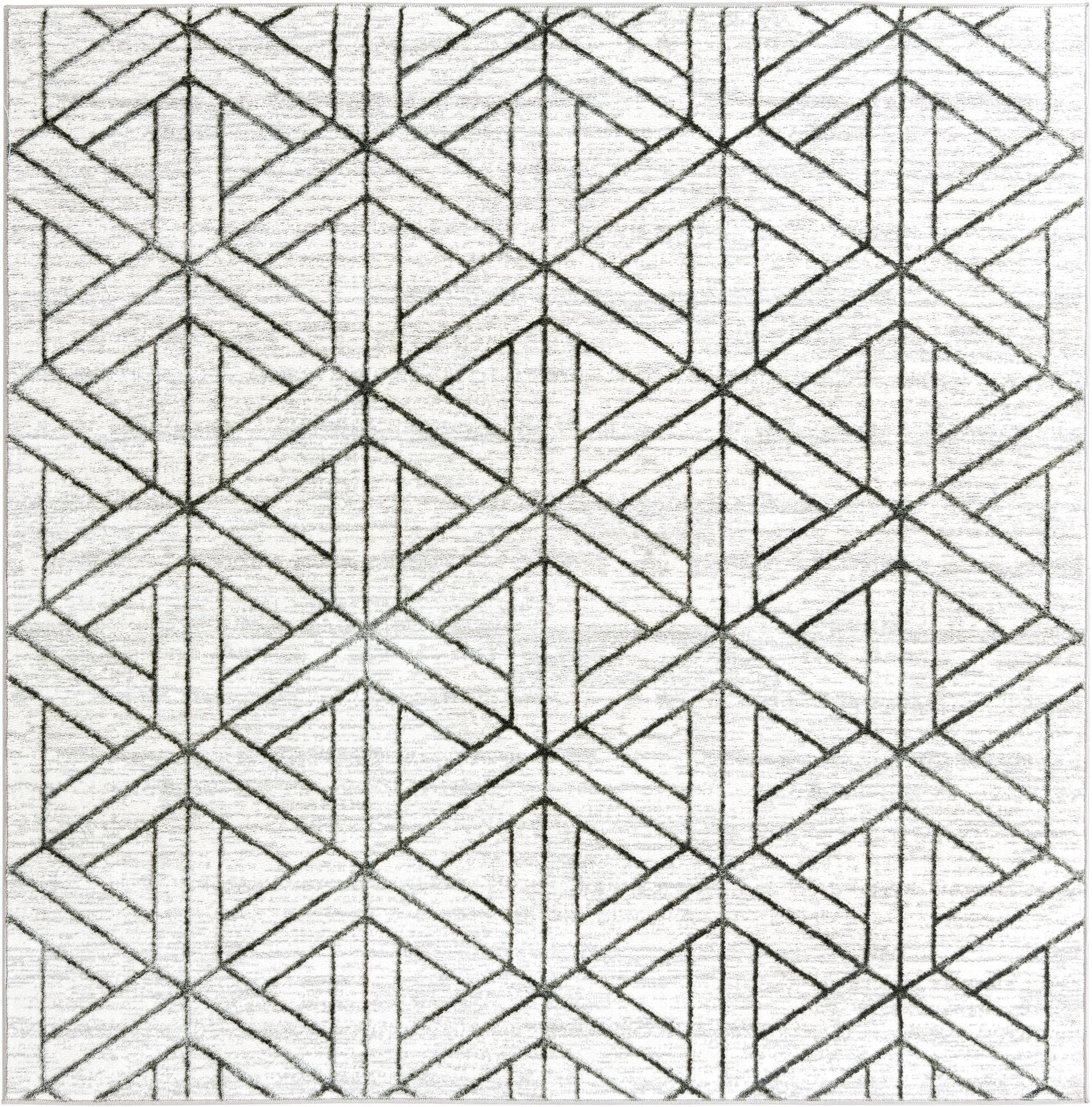 Unique Loom Matrix Trellis Collection Area Rug - Motif (7' 1" Square, White/ Gray)