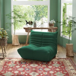 TIFLON Fireside Chair,Lazy Floor Sofa Couches,Teddy Velvet Lounge Chair, Accent Bean Bag Couch,Corner Chair Sofa for Living Room Bedroom Salon Office (Green, 1Seat)