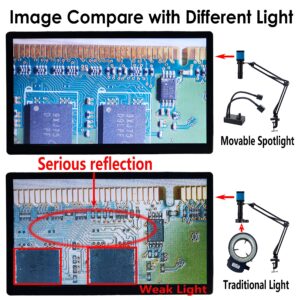 Spotlight Microscope Light Source, USB Desk Mini LED Dual Gooseneck Lights Illuminator for Stereo Microscope Camera Industrial Video Zoom C Mount Lens for Repair Soldering PCB Lab