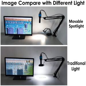 Spotlight Microscope Light Source, USB Desk Mini LED Dual Gooseneck Lights Illuminator for Stereo Microscope Camera Industrial Video Zoom C Mount Lens for Repair Soldering PCB Lab