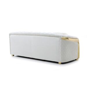 Glory Furniture Lexi 19" H Velvet Sofa with Cushion in Ivory/Gold