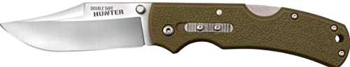 Cold Steel DOUBLE SAFE HUNTER (OD GREEN) / 8-3/8" OVERALL / 3.5" BLADE / 3MM THICK / 4-7/8" LONG GFN HANDLE / 8CR13MOV STAINLESS STEEL/AMBI BELT CLIP/BLISTER PACKED