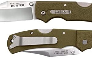 Cold Steel DOUBLE SAFE HUNTER (OD GREEN) / 8-3/8" OVERALL / 3.5" BLADE / 3MM THICK / 4-7/8" LONG GFN HANDLE / 8CR13MOV STAINLESS STEEL/AMBI BELT CLIP/BLISTER PACKED