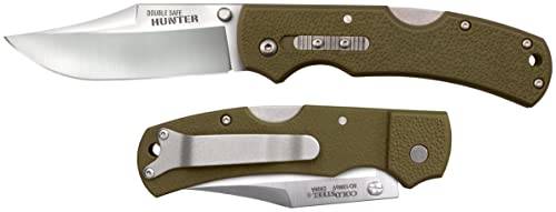 Cold Steel DOUBLE SAFE HUNTER (OD GREEN) / 8-3/8" OVERALL / 3.5" BLADE / 3MM THICK / 4-7/8" LONG GFN HANDLE / 8CR13MOV STAINLESS STEEL/AMBI BELT CLIP/BLISTER PACKED