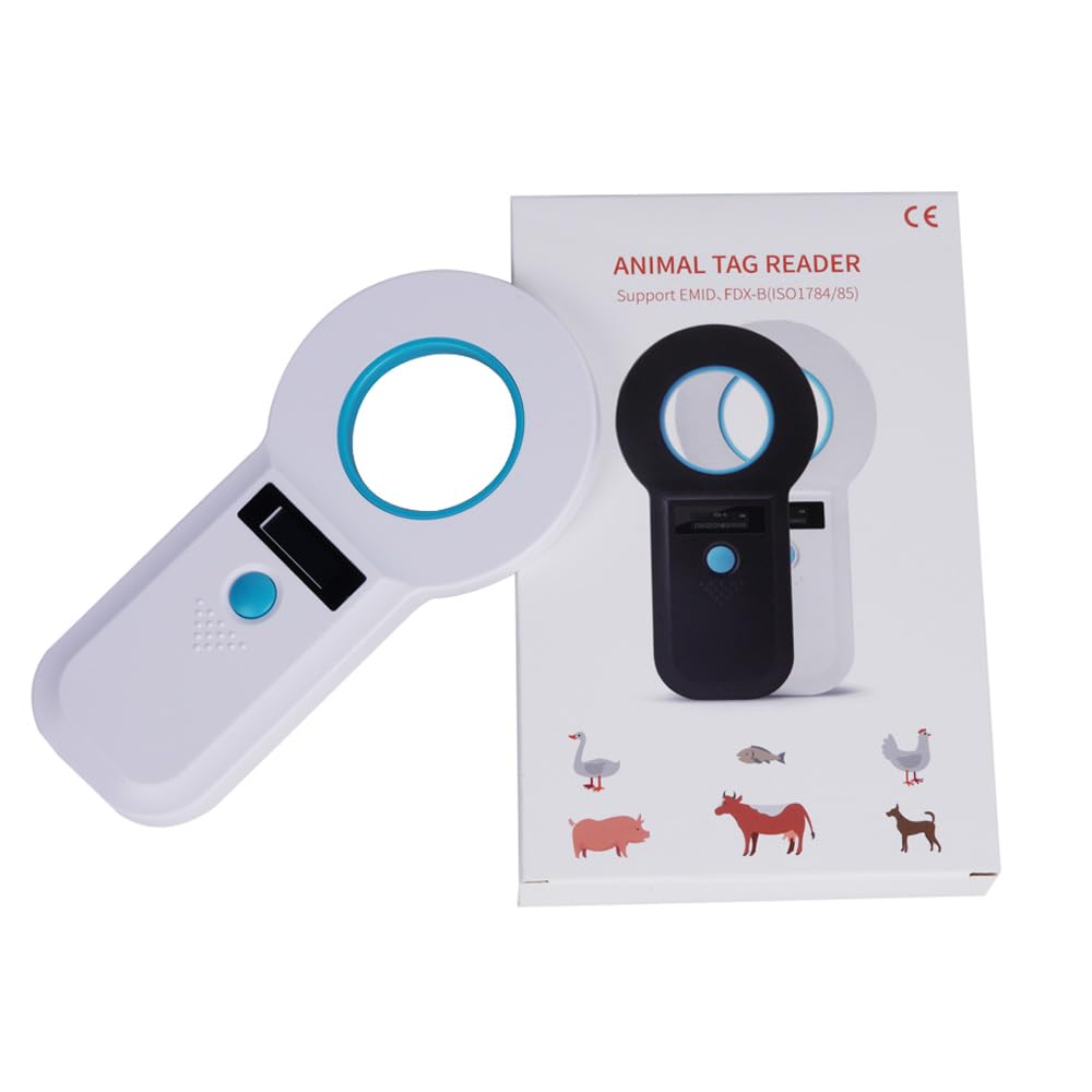 Rabitpos Pet Microchip Reader Scanner, 128 Data Storage Animal Tag Scanner Rechargeable Handheld Pet Chip ID Scanner with Stable OLED Display for ISO 11784/11785,FDX-B