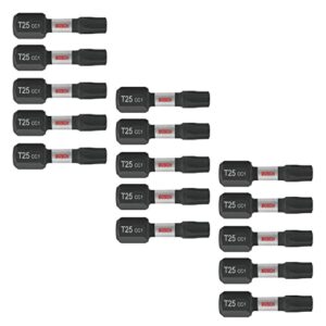 bosch itdt25115 15-pack 1 in. driven torx #25 impact tough screwdriving insert bits