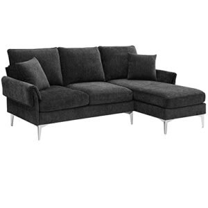 84" Convertible Sectional Sofa, Modern Chenille L-Shaped Sofa Couch with Reversible Chaise Lounge, Fit for Living Room, Apartment(2 Pillows)