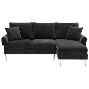 84" Convertible Sectional Sofa, Modern Chenille L-Shaped Sofa Couch with Reversible Chaise Lounge, Fit for Living Room, Apartment(2 Pillows)