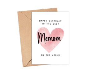 happy birthday to the best memom in the world card - memom birthday card - memom card - mother's day gift - happy birthday card happy birthday mom