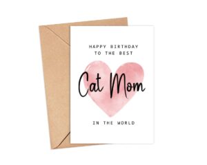 happy birthday to the best cat mom in the world card - cat mom birthday card - cat mom card - mother's day gift - happy birthday card happy birthday mom