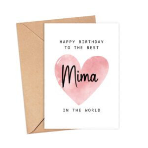 Happy Birthday To The Best Mima In The World Card - Mima Birthday Card - Mima Card - Mother's Day Gift - Happy Birthday Card Happy Birthday Mom