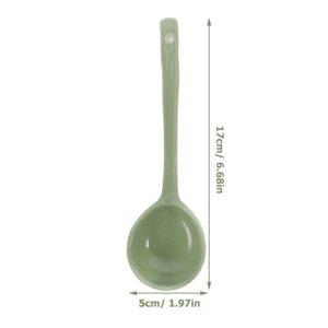 4pcs Ceramic Soup Spoons Japanese Ramen Soup Spoons Ceramic Asian Dinner Spoons Retro Korean Style Tablespoon Rice Noodles Serving Spoon Ladle for Wonton Dumpling