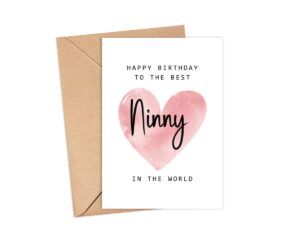 happy birthday to the best ninny in the world card - ninny birthday card - ninny card - mother's day gift - happy birthday card happy birthday mom