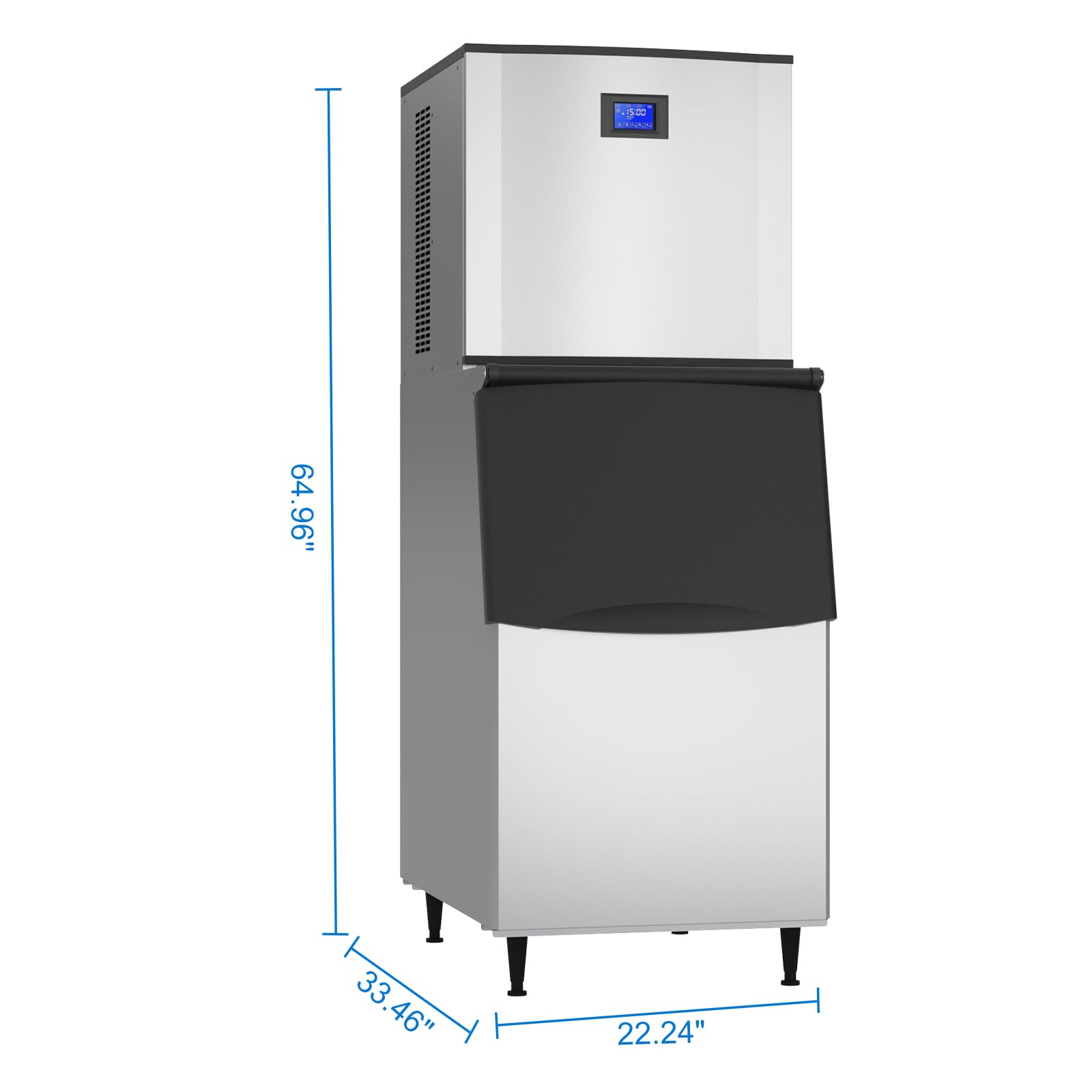 Commercial Grade Ice Maker Machine - 550LBS/24H with 350LBS Bin 1200W Ultra Strong Compressor, Stainless Steel Construction Fully Automatic Operation Perfect for Bar Restaurants and Business